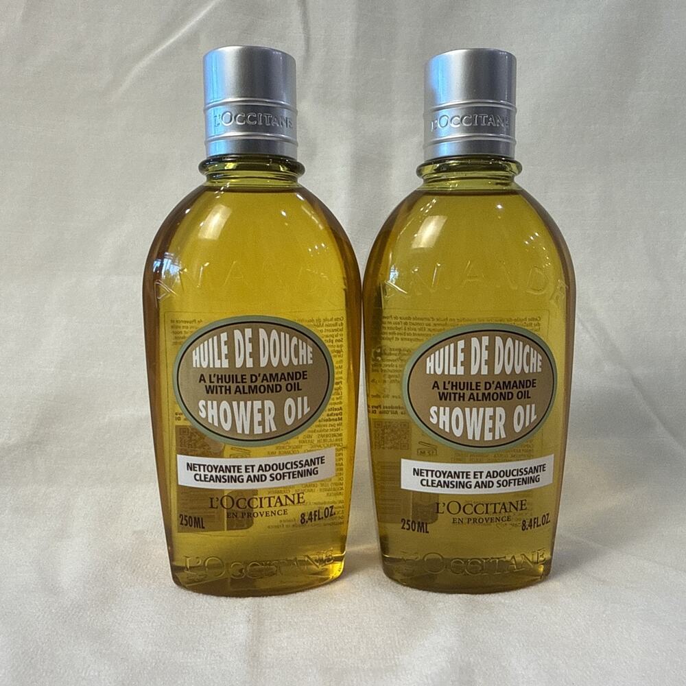 New 2 Pc L'Occitane Almond Shower Oil 8.4 Oz 250ml 16.8 Oz Total 2 Pack